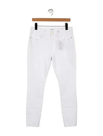Pre-owned Frame Mid-rise Skinny Leg Jeans In White