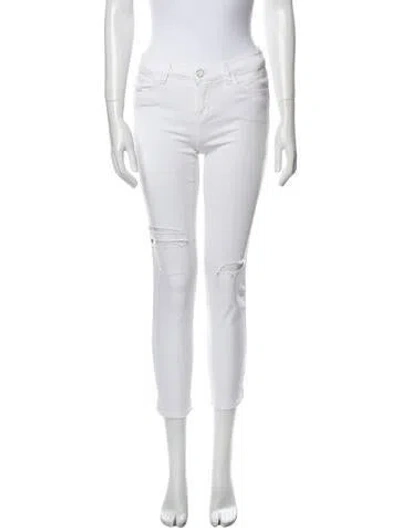 Pre-owned Frame Mid-rise Skinny Leg Jeans In White