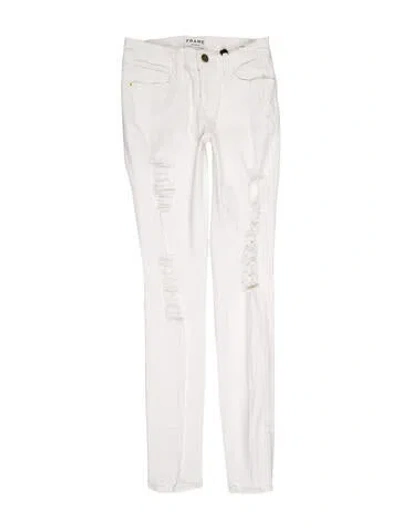 Pre-owned Frame Mid-rise Skinny Leg Jeans In White