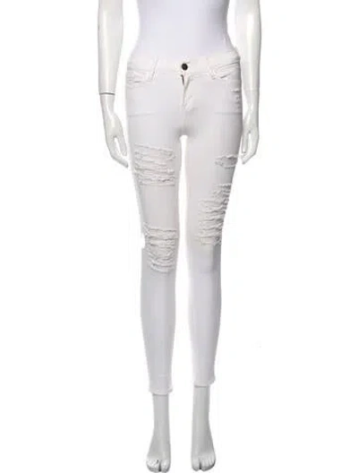 Pre-owned Frame Mid-rise Skinny Leg Jeans In White