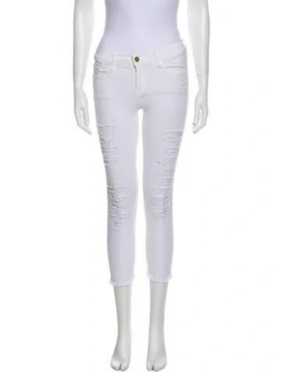 Pre-owned Frame Mid-rise Skinny Leg Jeans In White