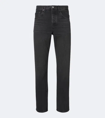 Frame Mid-rise Straight Jeans In Black