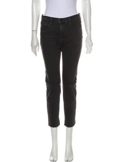 Pre-owned Frame Mid-rise Straight Leg Jeans In Black