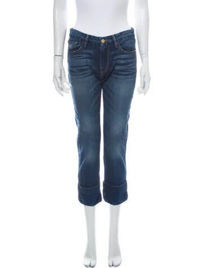 Pre-owned Frame Mid-rise Straight Leg Jeans In Blue