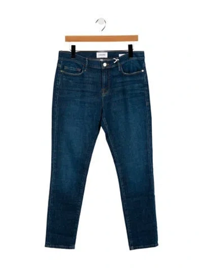 Pre-owned Frame Mid-rise Straight Leg Jeans In Blue
