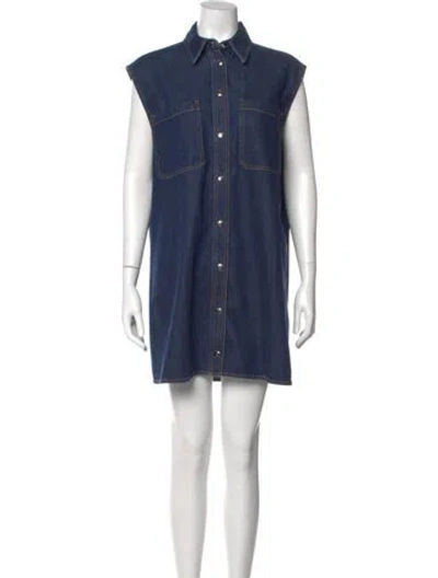 Pre-owned Frame Mini Dress In Blue