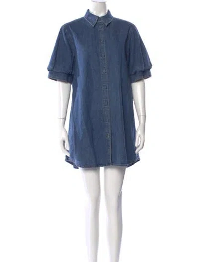Pre-owned Frame Mini Dress In Blue