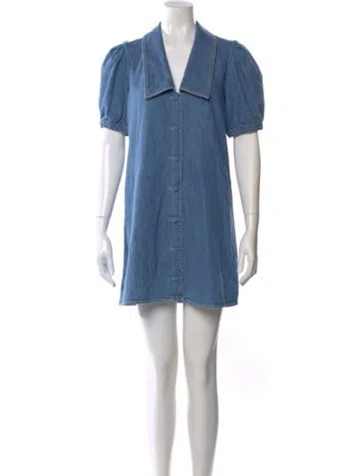 Pre-owned Frame Mini Dress In Blue