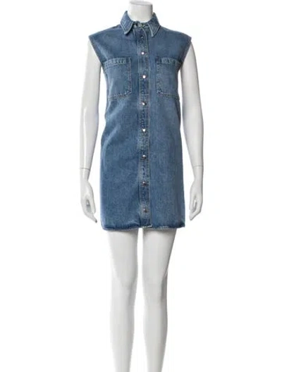 Pre-owned Frame Mini Dress In Blue