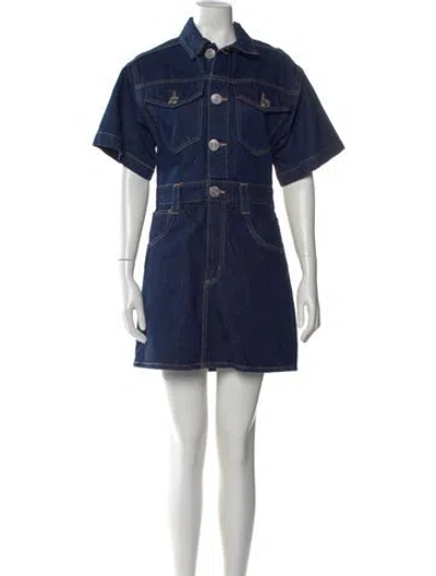 Pre-owned Frame Mini Dress In Blue