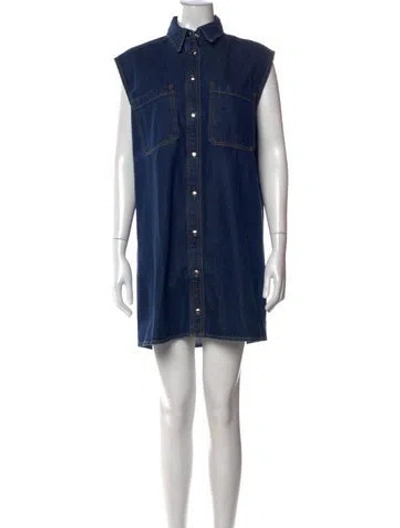 Pre-owned Frame Mini Dress In Blue