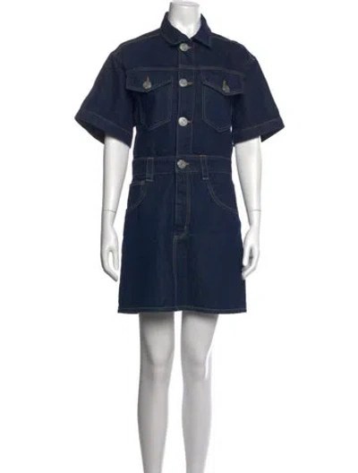 Pre-owned Frame Mini Dress In Blue