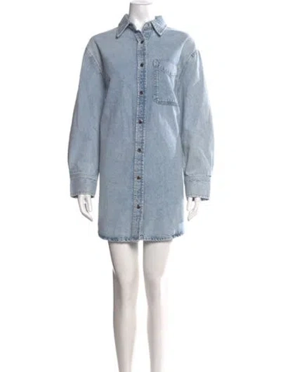 Pre-owned Frame Mini Dress In Blue