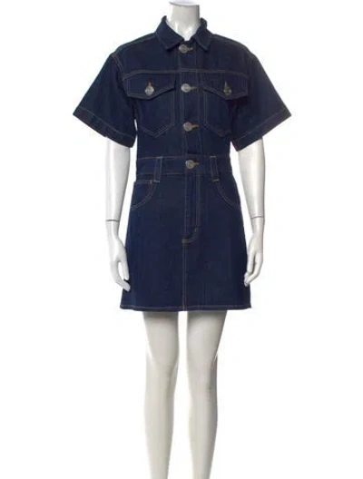 Pre-owned Frame Mini Dress In Blue