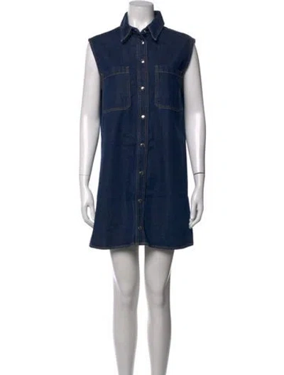 Pre-owned Frame Mini Dress In Blue