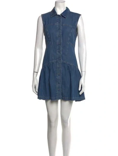 Pre-owned Frame Mini Dress W/ Tags In Blue
