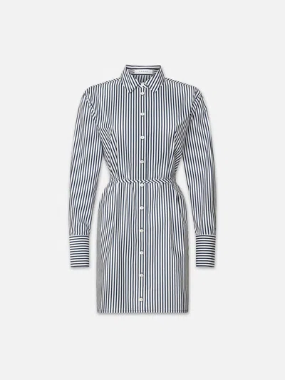 Frame Striped Cotton-poplin Mini Shirt Dress In Navy