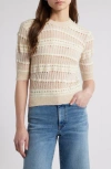 Frame Mix Stitch Elbow Sleeve Sweater In Cream Multi