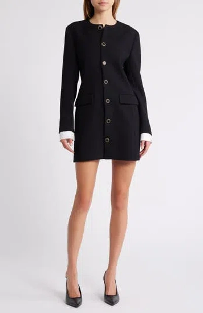 FRAME FRAME MIXED MEED LONG SLEEVE MINI COAT DRESS