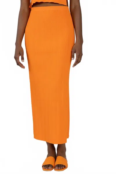 Frame Mixed Rib Cut Out Skirt In Bright Tangerine In Orange