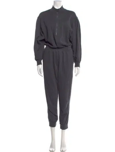 Pre-owned Frame Mock Neck Jumpsuit In Gray