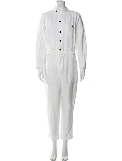 Pre-owned Frame Mock Neck Jumpsuit In White