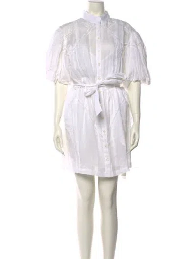 Pre-owned Frame Mock Neck Knee-length Dress In White