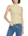Frame Mock Neck Lace Tank In Green