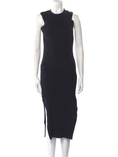 Pre-owned Frame Mock Neck Long Dress In Blue