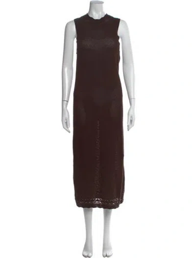 Pre-owned Frame Mock Neck Long Dress In Brown