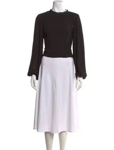 Pre-owned Frame Mock Neck Long Sleeve Blouse In Black