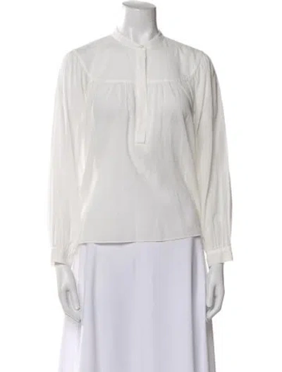 Pre-owned Frame Mock Neck Long Sleeve Blouse In Neutral