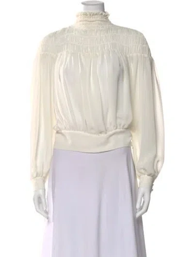 Pre-owned Frame Mock Neck Long Sleeve Blouse In Neutral