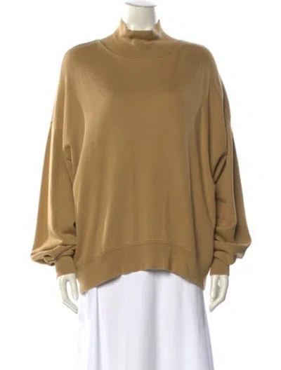 Pre-owned Frame Mock Neck Long Sleeve Sweatshirt In Brown
