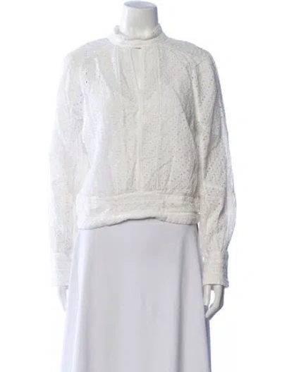 Pre-owned Frame Mock Neck Long Sleeve Sweatshirt In White