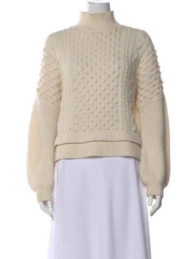 Pre-owned Frame Mock Neck Long Sleeve Sweatshirt In White