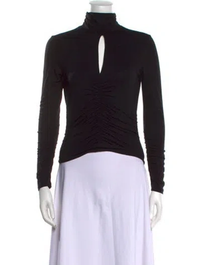 Pre-owned Frame Mock Neck Long Sleeve Top In Black