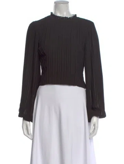 Pre-owned Frame Mock Neck Long Sleeve Top In Brown