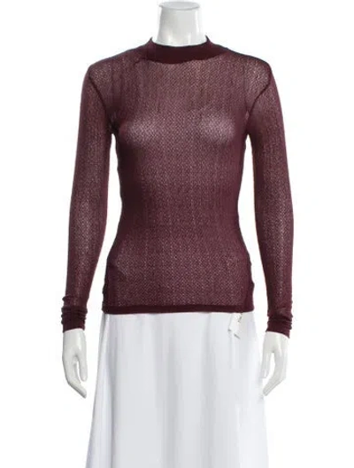 Pre-owned Frame Mock Neck Long Sleeve Top In Pink