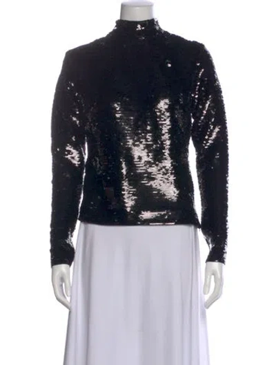 Pre-owned Frame Mock Neck Long Sleeve Top W/ Tags In Black