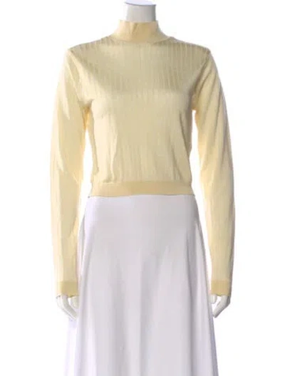 Pre-owned Frame Mock Neck Long Sleeve Top In Yellow