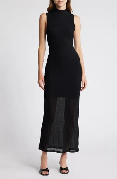 FRAME FRAME MOCK NECK MESH MAXI DRESS