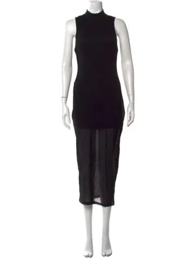 Pre-owned Frame Mock Neck Midi Length Dress In Black