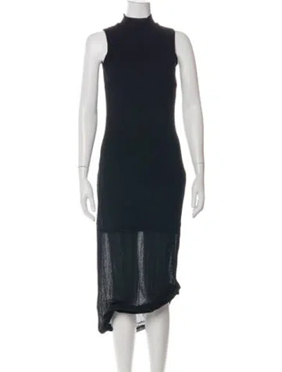 Pre-owned Frame Mock Neck Midi Length Dress In Black