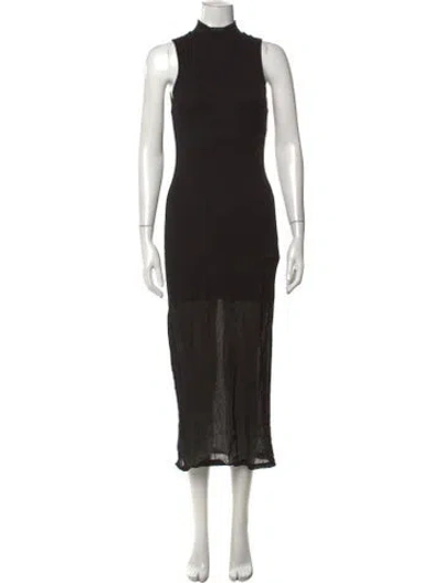 Pre-owned Frame Mock Neck Midi Length Dress In Black