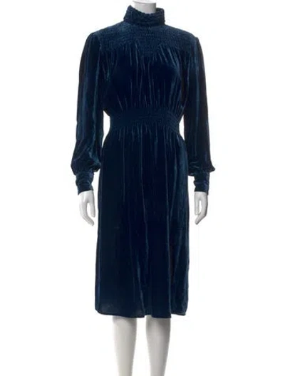 Pre-owned Frame Mock Neck Midi Length Dress In Blue
