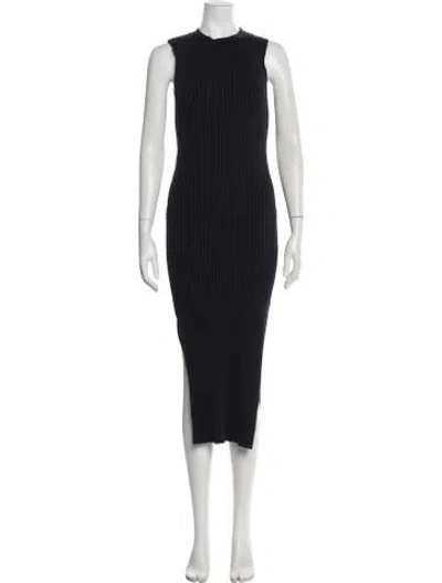 Pre-owned Frame Mock Neck Midi Length Dress In Blue