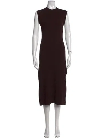 Pre-owned Frame Mock Neck Midi Length Dress In Brown