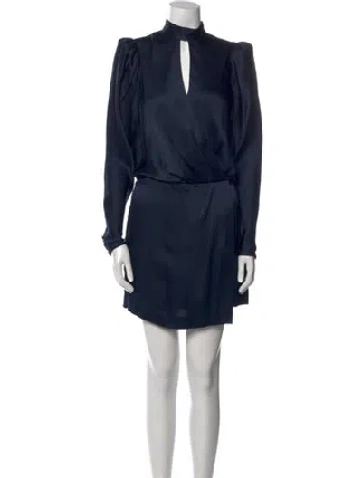 Pre-owned Frame Mock Neck Mini Dress In Black