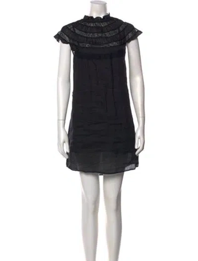 Pre-owned Frame Mock Neck Mini Dress In Black
